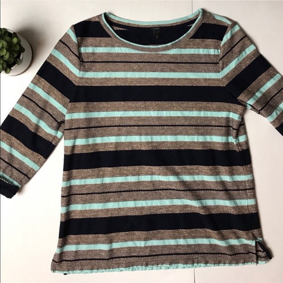 J. Crew Tops - EUC JCrew reverse jacquard stripe pop-over J. Crew Tops - EUC JCrew reverse jacquard stripe pop-over